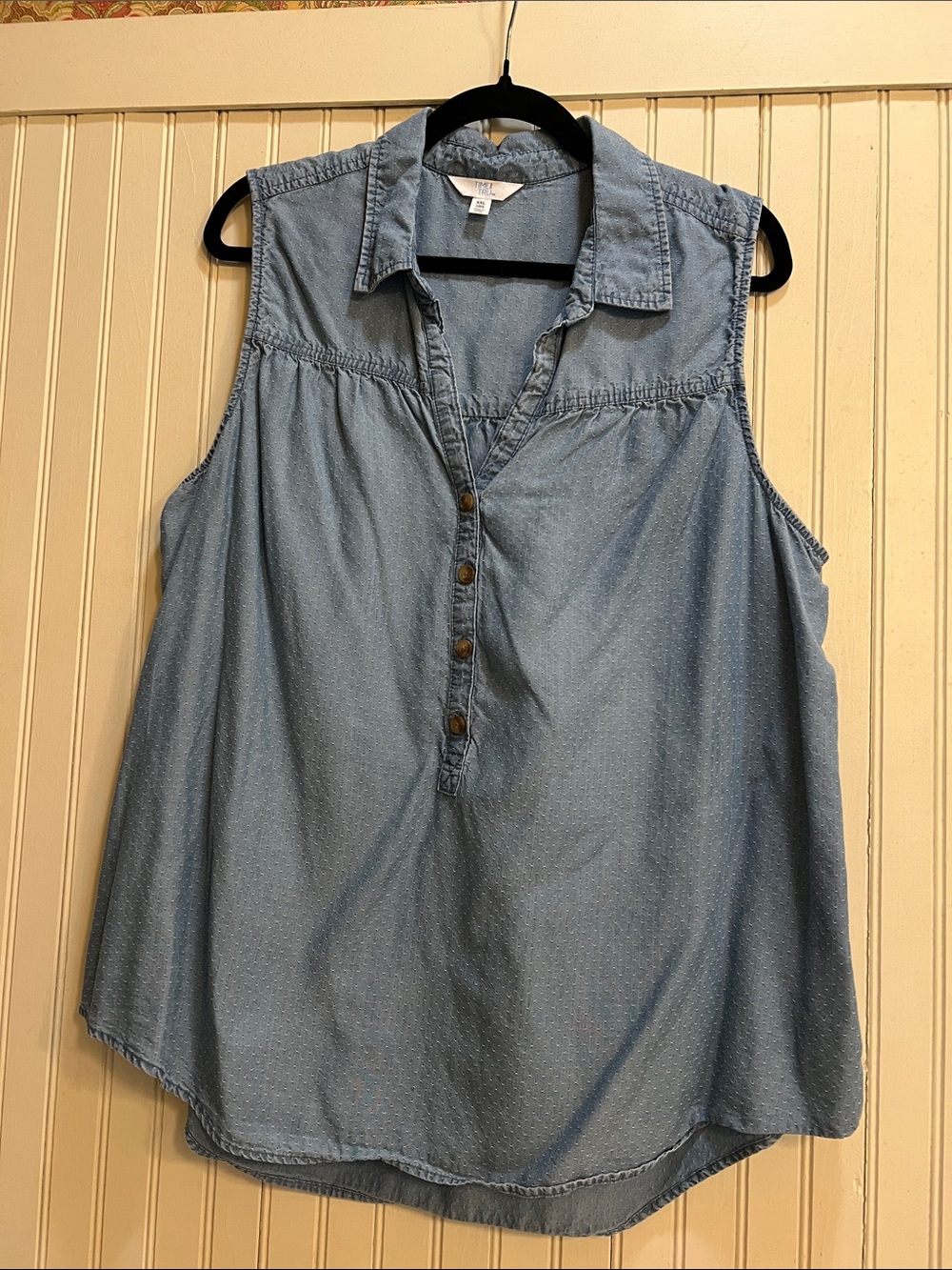 Time and Tru Light Blue Sleeveless Denim Tunic